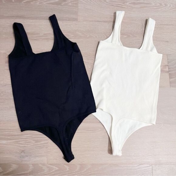 Free People XYZ Recycled Bodysuit Set Black White M/L - Picture 5 of 5